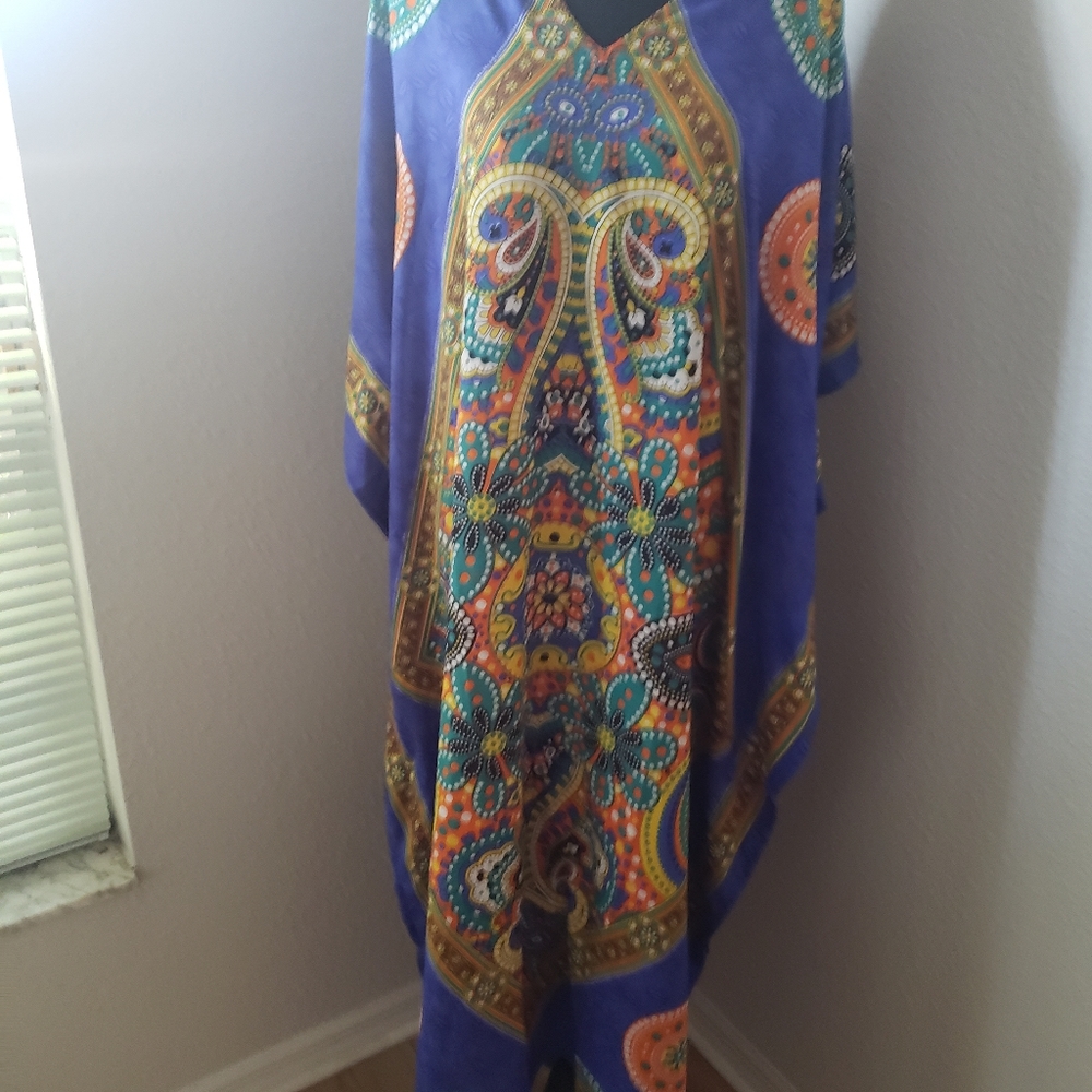 Just In: New/NWT Blue/Orange Kaftan Abaya Cover-up - Picture 3 of 14
